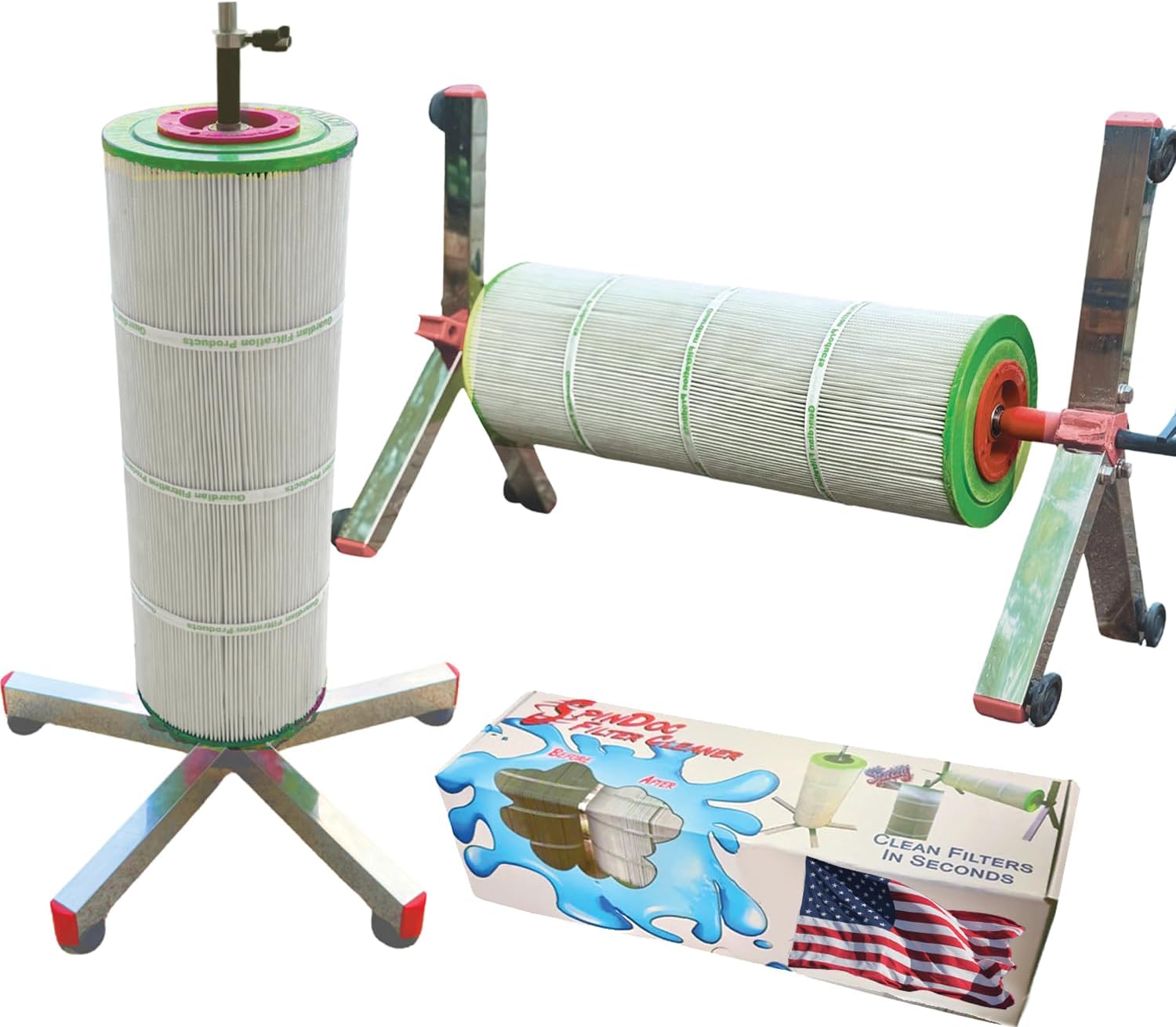 SpinDoc Filter Cleaning Stand Cleaner for 3, 4 or 6 Inch Swimming Pool Cartridges, Tornado Cyclonic Spinner Action Maintenance Pump Equipment Above in ground Solar Cover Salt Systems or Chlorine