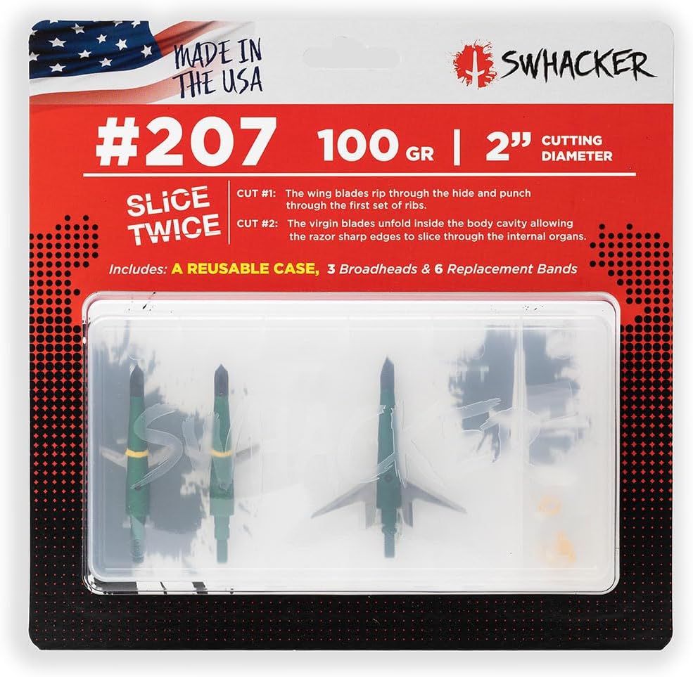 Swhacker SWH00207 #207 2 Inch Cut Broadheads Set of 3-100 Grain, Green, 2"