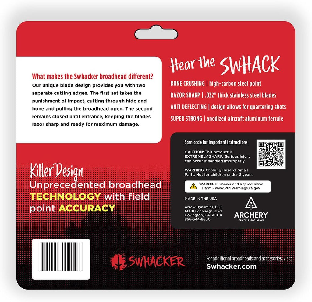 Swhacker SWH00207 #207 2 Inch Cut Broadheads Set of 3-100 Grain, Green, 2"