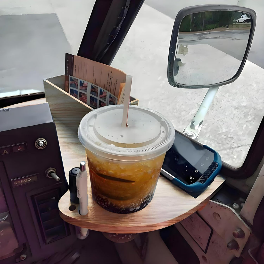 Car Cup Holder Tray for USPS/LLV Mail Carriers, Wooden Organizer with Scanner Slot, Pen Holder, Drink Holder, Postal Vehicle Accessory